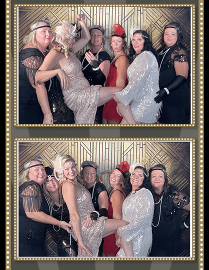 photo strip of people dressed up in 20s clothes